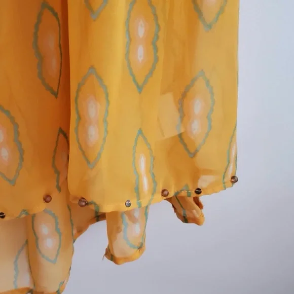 Free People Floral & Paisley Tunic Top V-Back Beach Cover Up w/Cinched Waist - Picture 4 of 8